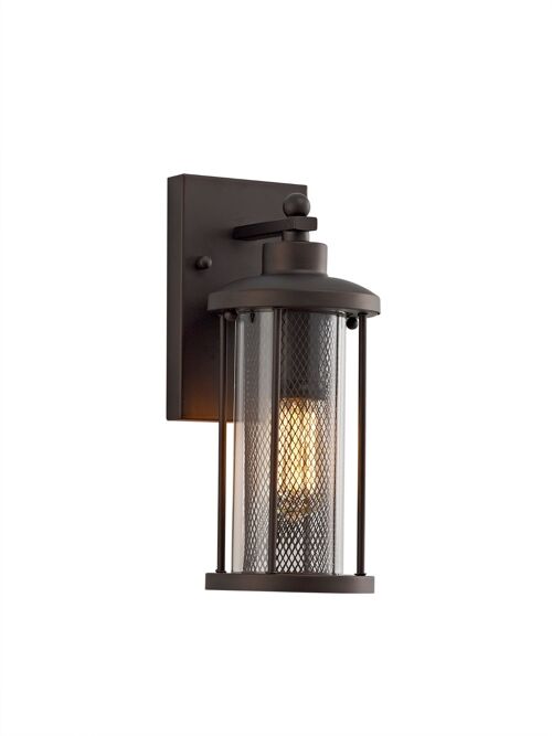 Ophelia Small Wall Lamp, 1 x E27, Antique Bronze/Clear Glass, IP54 / VL08432