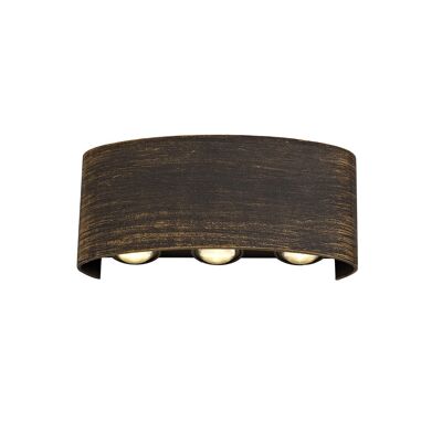 Applique murale Iona Up & Downward Lighting, 6 x 1W LED, 3000K, 500lm, IP54, Or/Noir / VL08438