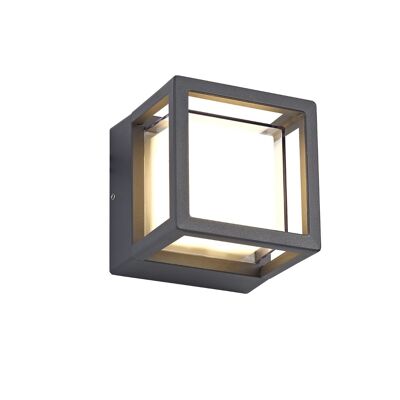 Downlight carré Rhonwen, 1 x 6W LED, 3000K, 360lm, IP54, Anthracite / VL08443