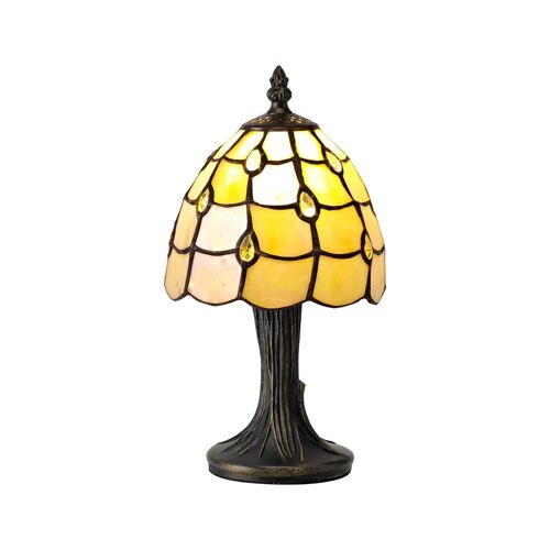 Natalya Tiffany Table Lamp, 1 x E14, Black/Gold, Beige/Clear Crystal Shade / VL08447