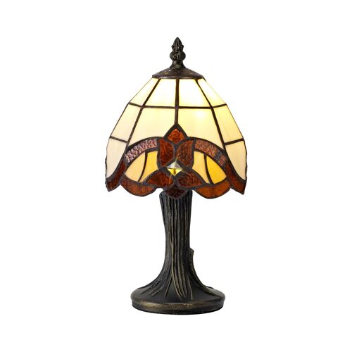Alina Tiffany Table Lamp, 1 x E14, Cream/Amber/Clear Crystal Shade / VL08448