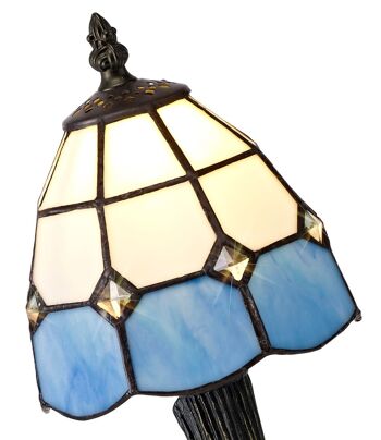 Lampe de table Clady Tiffany, 1 x E14, abat-jour en cristal blanc/bleu/clair / VL08450 2
