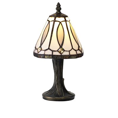 Lampada da tavolo Sofia Tiffany, 1 x E14, paralume in cristallo bianco/grigio/trasparente / VL08451