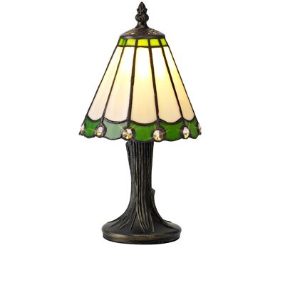 Neus Tiffany Table Lamp, 1 x E14, Cream/Green/Clear Crystal Shade / VL08459