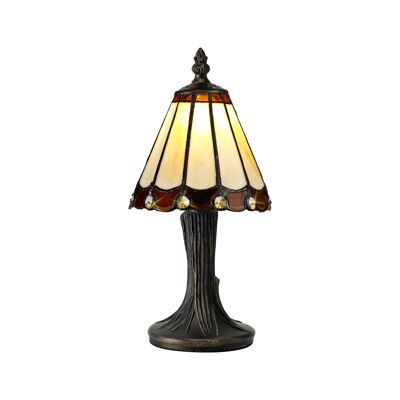 Neus Tiffany Table Lamp, 1 x E14, Cream/Brown/Clear Crystal Shade / VL08465