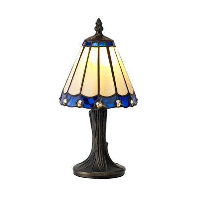 Neus Tiffany Table Lamp, 1 x E14, Cream/Blue/Clear Crystal Shade / VL08467