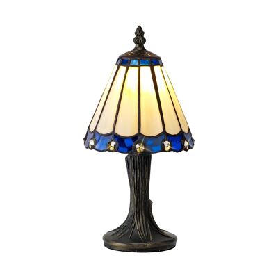 Neus Tiffany Tischlampe, 1 x E14, Creme/Blau/Kristallschirm / VL08467