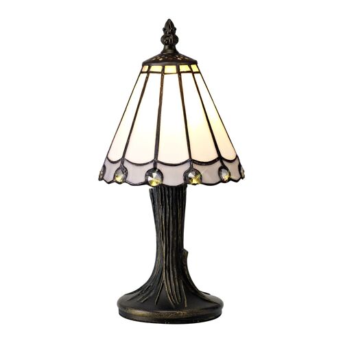 Neus Tiffany Table Lamp, 1 x E14, White/Grey/Clear Crystal Shade / VL08468