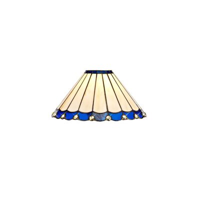 Pantalla no eléctrica Neus Tiffany de 30 cm, azul/crema/cristal / VL08483