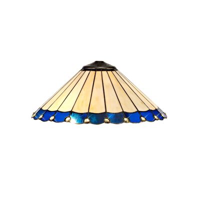 Pantalla Neus Tiffany de 40 cm solo apta para lámpara colgante/de techo/de mesa, azul/crema/cristal / VL08484