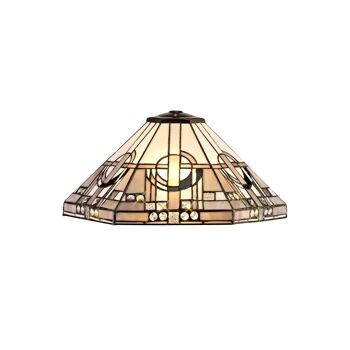 Tiffany, abat-jour Tiffany 40 cm uniquement adapté pour suspension/plafonnier/lampe de table, blanc/gris/noir/cristal clair/VL08500 1