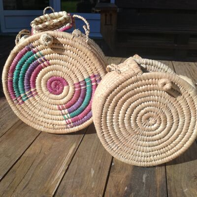 Borsa tonda in rafia - 18 - Beige