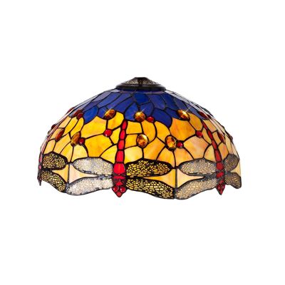 Evva Tiffany 40 cm paralume adatto solo per lampada a sospensione/soffitto/tavolo, blu/arancione/cristallo/VL08503