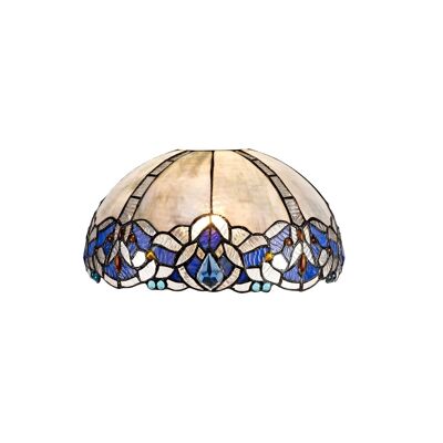 Dorothea, Tiffany 30 cm nicht elektrischer Schirm, geeignet für Hänge-/Decken-/Tischlampe, blau/klarer Kristall / VL08508