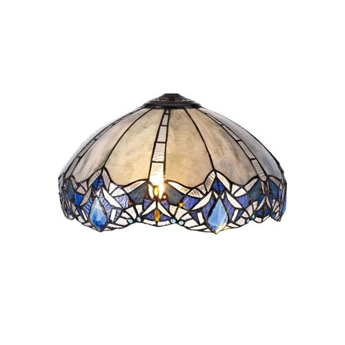 Dorothea, Tiffany 40cm Shade Only Suitable For Pendant/Ceiling/Table Lamp, Blue/Clear Crystal / VL08509