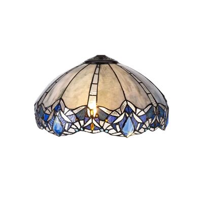 Dorothea, pantalla Tiffany de 40 cm solo apta para lámpara colgante/de techo/de mesa, azul/cristal transparente / VL08509