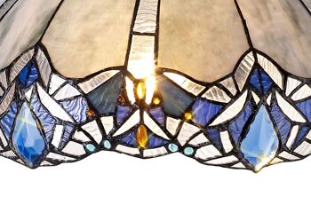 Dorothea, abat-jour Tiffany 40 cm uniquement adapté pour suspension/plafonnier/lampe de table, bleu/cristal clair/VL08509 4
