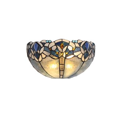 Applique murale Dorothea Tiffany 30 cm, 2 x E14, bleu/cristal clair / VL08510