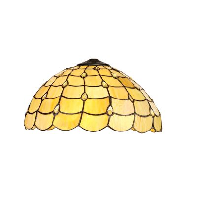 Natalya, Tiffany Pantalla de 40 cm solo apta para lámpara colgante/de techo/de mesa, beige/cristal transparente / VL08512