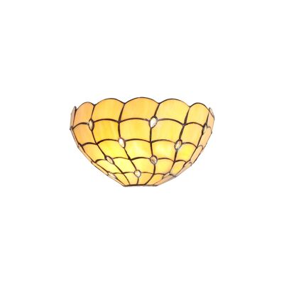 Natalya Tiffany 30cm Wall Lamp, 2 x E14, Beige/Clear Crystal / VL08513
