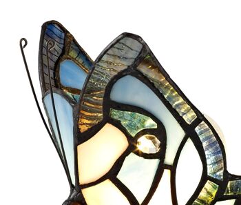 Lampe de table Ingrid Tiffany Butterfly, 1 x E14, base noire avec verre bleu/rose et cristal clair / VL08534 2