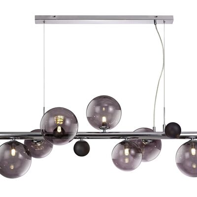 Suspension linéaire Rosalie, 7 x G9, chrome poli, verre fumé / VL08537