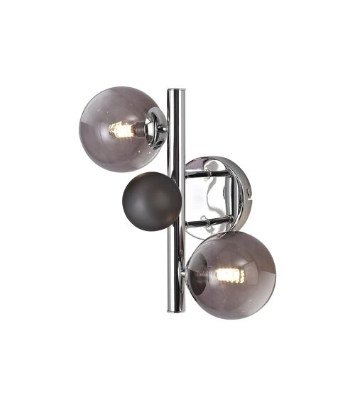 Rosalie Wall Lamp, 2 x G9, Polished Chrome/Smoked Glass / VL08540