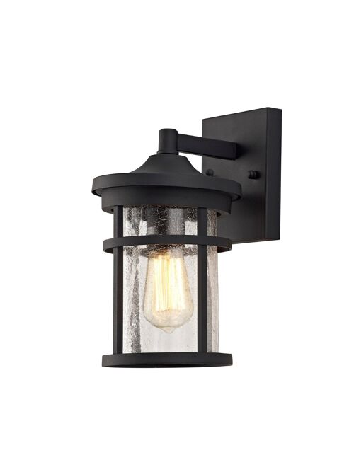 Yulia Wall Lamp, 1 x E27, Black/Clear Crackled Glass, IP54 / VL08552