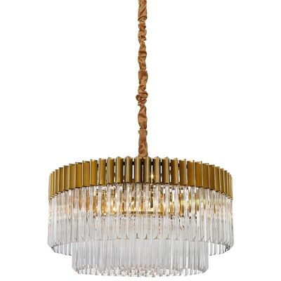 Rachel Pendant Round 12 Light E14, Laiton/Verre transparent, Poids de l'article : 25,4 kg / VL08583