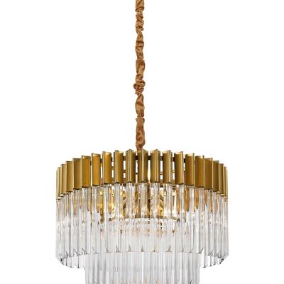 Rachel Pendant Round 8 Light E14, Brass/Clear Glass, Item Weight: 17.3kg / VL08584