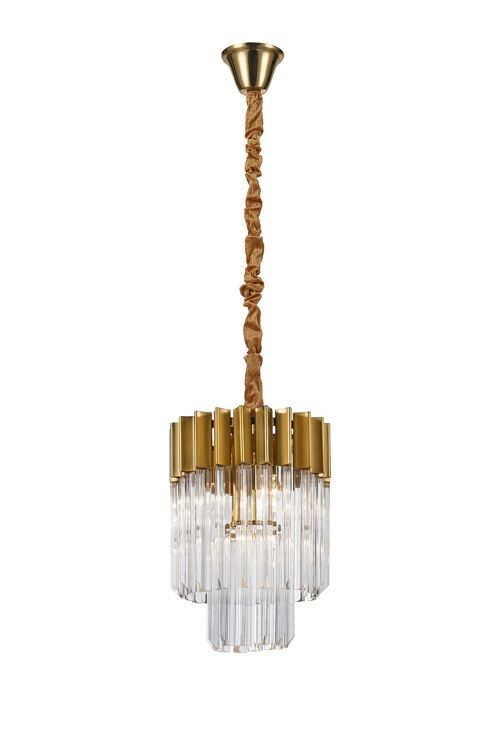 Rachel Pendant Round 4 Light E14, Brass/Clear Glass / VL08585