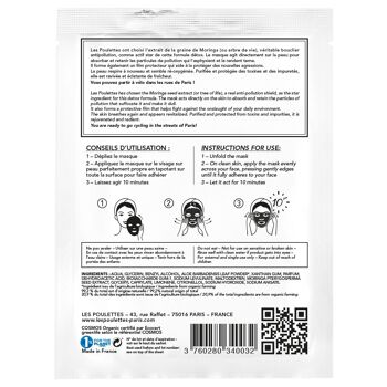 Masque Détox visage tissu -coton organique- Coup d'Éclat certifié Bio Cosmos Organic -  Ecocert 7
