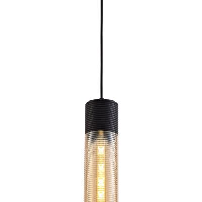 Dolly Sospensione Tubo Singolo 1 Luce E27, Vetro Nero/Ambra / VL08638