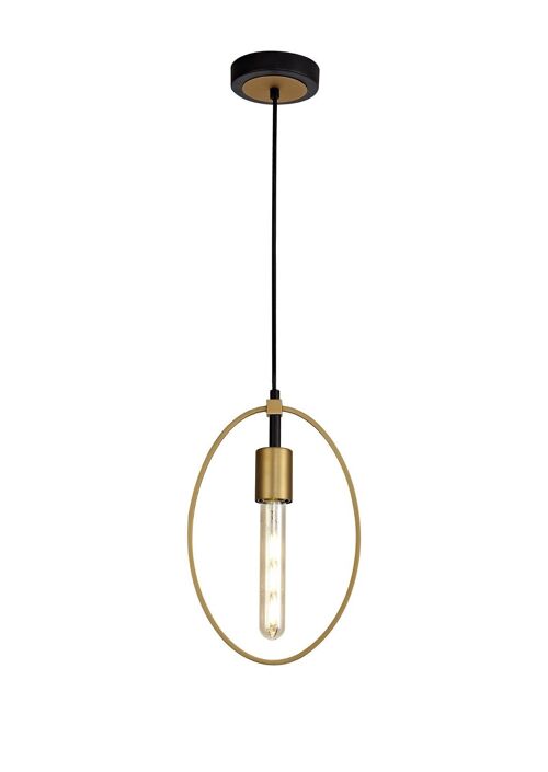 Libby Single Small Circle Pendant, 1 Light E27, Sand Gold/Matt Black / VL08644