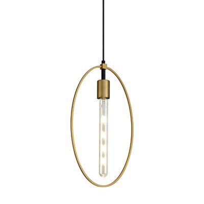 Ciondolo singolo grande cerchio Libby, 1 luce E27, oro sabbia/nero opaco / VL08645