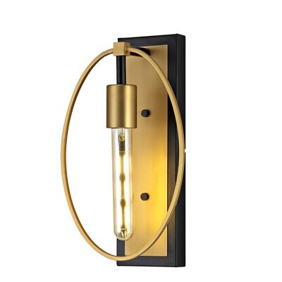 Lampada da parete Libby, 1 luce E27, oro sabbia/nero opaco / VL08646