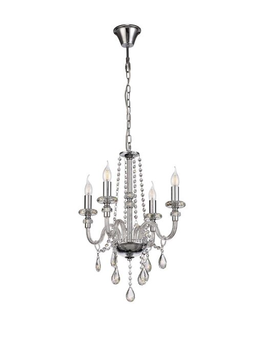 Juliette Chandelier Pendant, 4 Light E14, Polished Chrome/Clear Glass/Crystal / VL08653