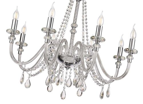 Juliette Chandelier Pendant, 8 Light E14, Polished Chrome/Clear Glass/Crystal, (ITEM REQUIRES CONSTRUCTION/CONNECTION) / VL08655