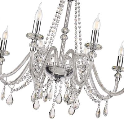 Juliette Chandelier Pendant, 8 Light E14, Polished Chrome/Klarglas/Kristall, (ARTIKEL ERFORDERT KONSTRUKTION/VERBINDUNG) / VL08655