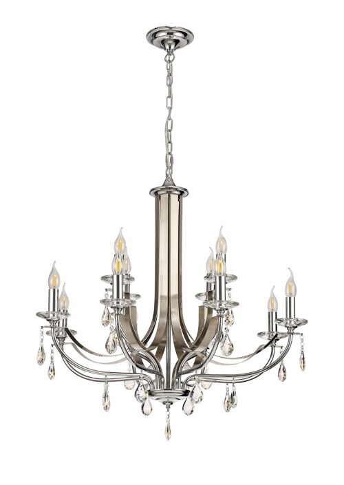 Jessie Pendant 12 Light E14 Polished Chrome/Satin Nickel/Clear Crystal / VL08662