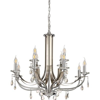 Jessie Pendant 12 Light E14 Polished Chrome/Satin Nickel/Clear Crystal / VL08662