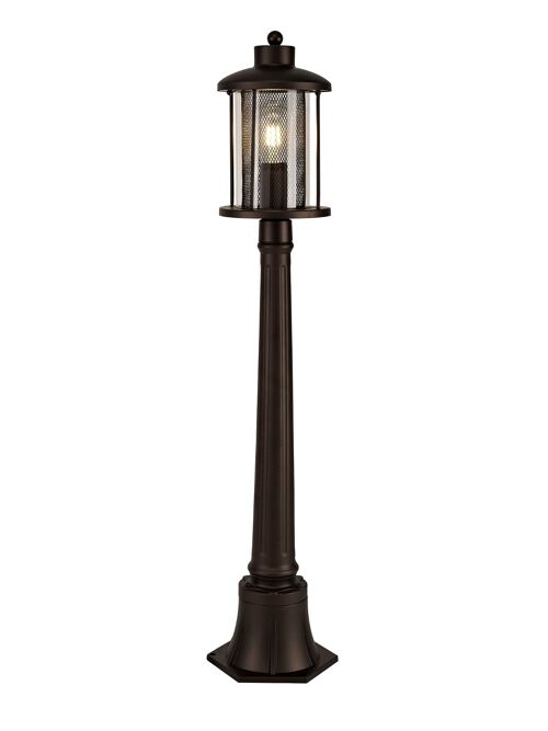 Ophelia Single Headed Post Lamp, 1 x E27, Antique Bronze/Clear Glass, IP54, 2yrs Warranty / VL08666