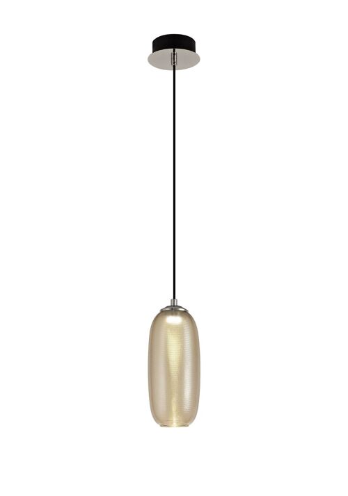 Emilia Pendant, 1 x 8W LED, 4000K, 720lm, Champagne/Black, 3yrs Warranty / VL08670