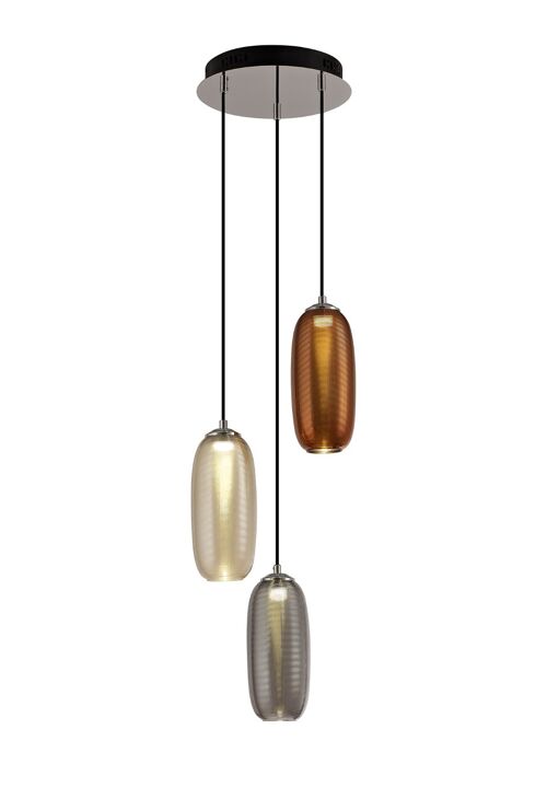 Emilia Multiple Pendant, 3 x 8W LED, 4000K, 2160lm, Smoked, Copper & Champagne/Black, 3yrs Warranty / VL08671