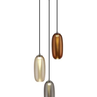Lámpara colgante múltiple Emilia, 3 LED de 8 W, 4000 K, 2160 lm, ahumado, cobre y champán/negro, 3 años de garantía / VL08671