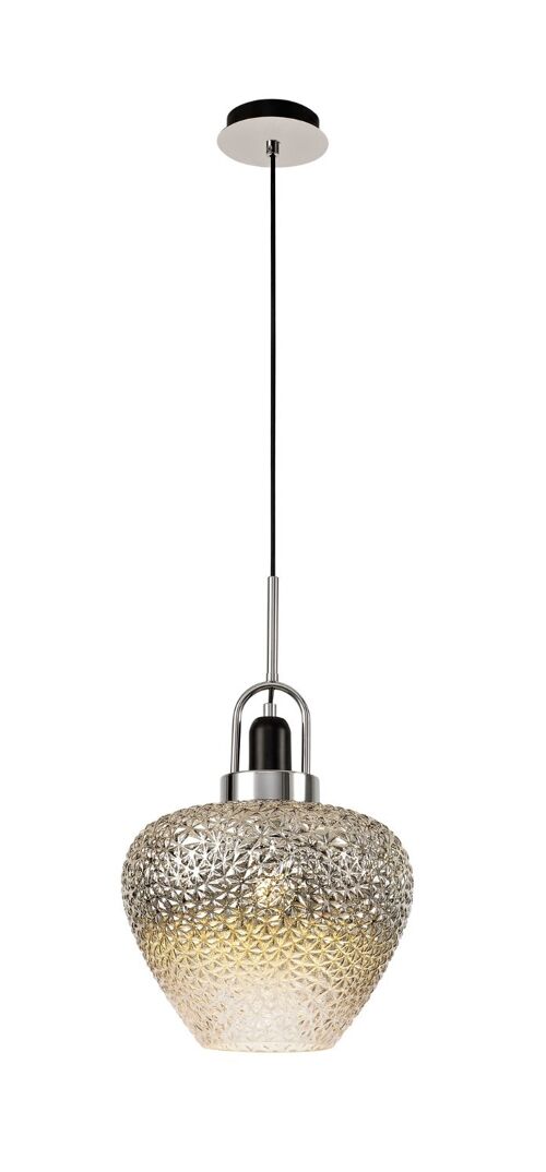 Eloise Pendant, 1 x E27, Black Smoke & Clear/Polished Chrome / VL08676