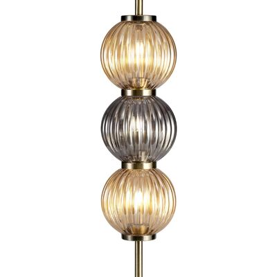 Arianna Table Lamp, 3 x G9, Antique Brass/Smoked & Amber Glass / VL08680