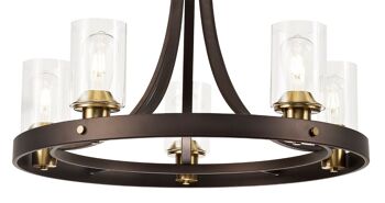 Sabina Suspension 5 Lumières E27, Brun Oxyde/Bronze Avec Abat-Jour en Verre Clair / VL08786 3