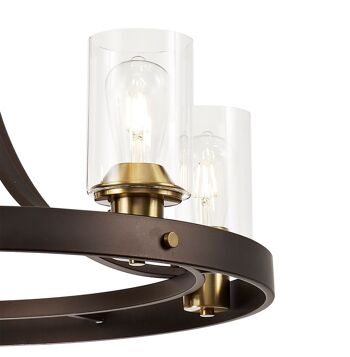 Sabina Suspension 5 Lumières E27, Brun Oxyde/Bronze Avec Abat-Jour en Verre Clair / VL08786 4