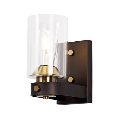 Sabina Applique 2 Lumières E27, Brun Oxyde/Bronze Avec Abat-Jour En Verre Clair / VL08788